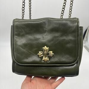 Patricia Nash Leather Purse Harlow Flap Chain Bag Soft Olive
